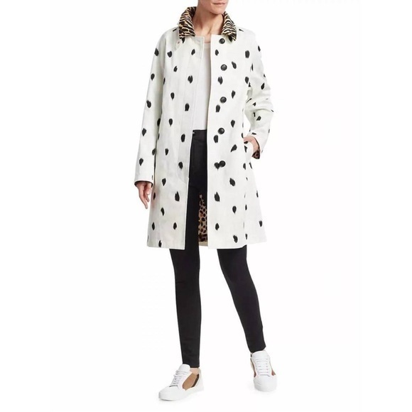 Burberry ANIMAL-PRINT COTTON-TWILL TRENCH COAT IN WHITE,BLACK,BROWN Size - Picture 1 of 16